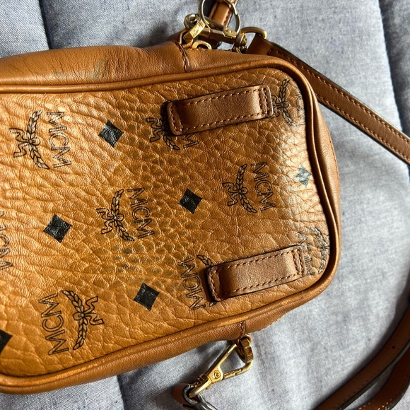 MCM Cognac Leather Crossbody with Gold Accents - Picture 2 of 4